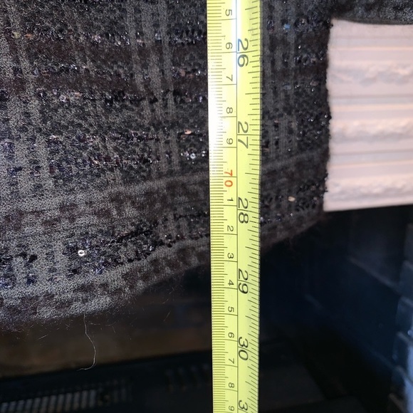 D. EXTERIOR Green & Black Wool Plaid Sparkle Double Breasted Blazer Holiday L - Picture 9 of 9